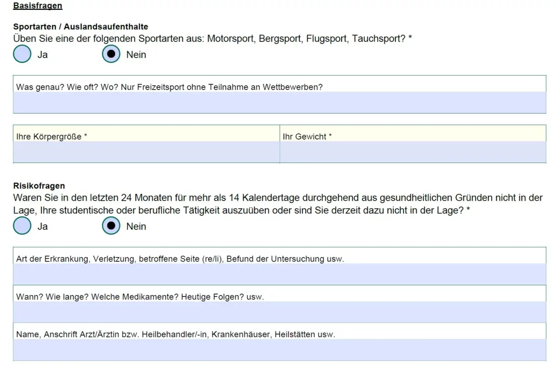 Berufsunfähigkeitsversicherung VWI Sport und Gesundheitsfragen