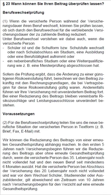 Berufsunfähigkeitsversicherung (BU) Volkswohlbund Berufswechsel Definition