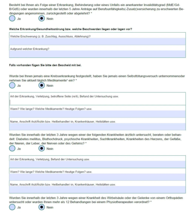 Berufsunfähigkeitsaktion LV1871 VWI Vereinfachte Fragen 2