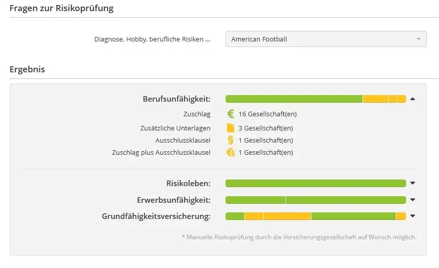 Berufsunfähigkeitsversicherung Football