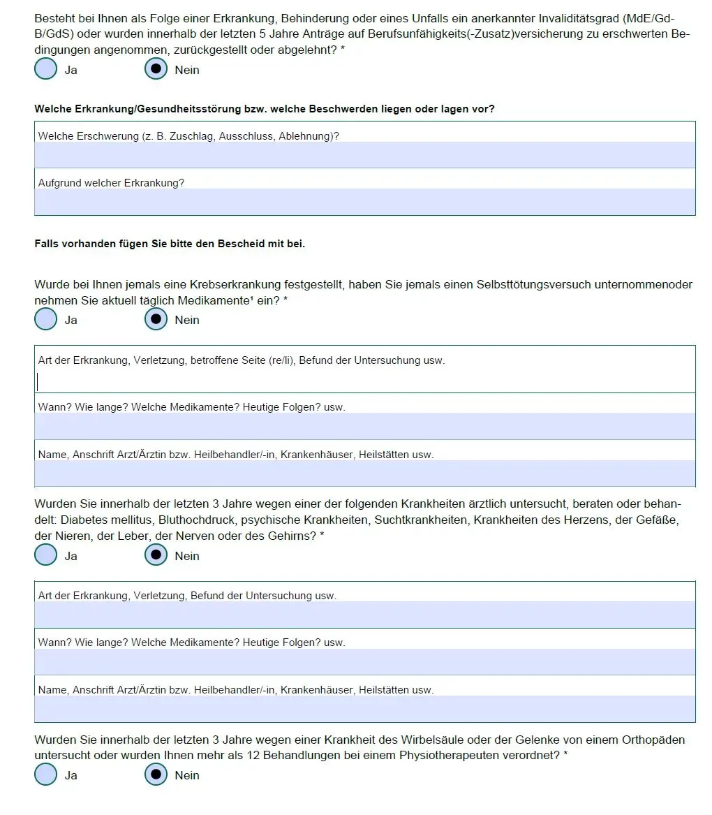 Berufsunfähigkeitsaktion LV1871 VWI Vereinfachte Fragen 2