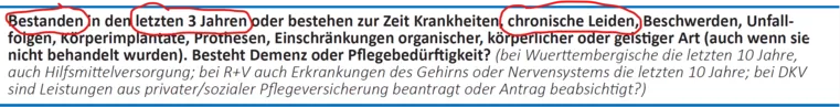 Private Krankenversicherung Chronikerfrage Gesundheitsfragen Antrag